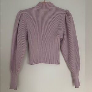Pink Mock Neck Ribbed Knit Sweater